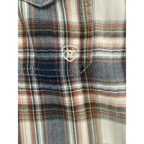 Ariat Retro Fit Pearl Snap Western Shirt Mens Large Blue White Rust Plaid - Picture 6 of 9